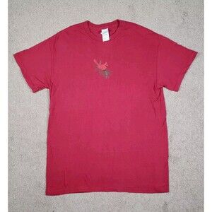 Vintage Y2k Red Cardinal Bird Graphic T-shirt Red Majestic Cotton Size M
